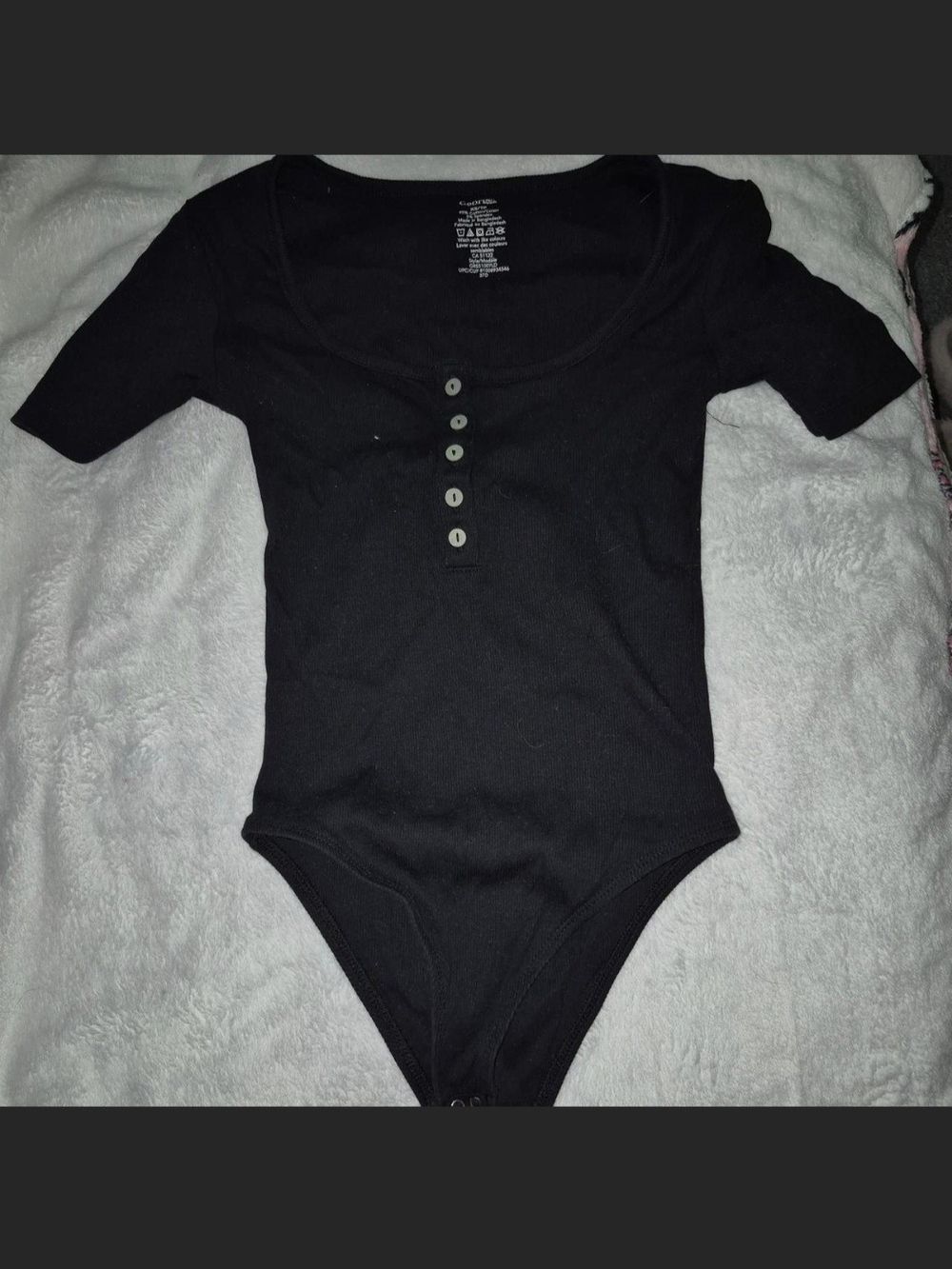 George Black Short-Sleeve Henley One-Piece Bodysuit